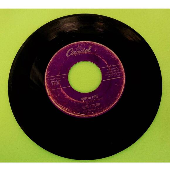Gene‎ Vincent - Be-Bop-A-Lula - Woman Love - Capitol F3450 45rpm Vinyl Record 7" - Picture 5 of 6
